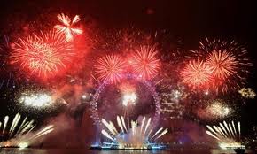 View of Fireworks around the London Eye from a New Year's Eve Gala Dinner and Dance River Thames Cruise View of Fireworks from a New Year's Eve Gala Dinner River Thames Cruise